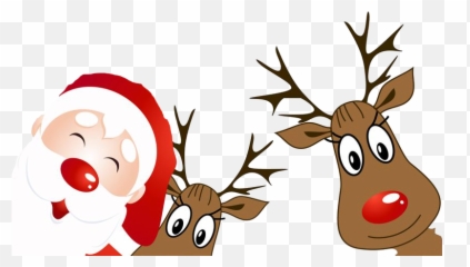 Santa And Reindeer Clipart - png