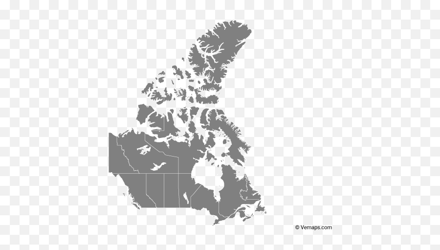 Grey Map Of Canada With Provinces And Territories - North America Map Vector Png,Maps Png