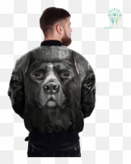 Black Pitbull Over Print Jacket - Familylovescom Jacket Png,Pitbull Png