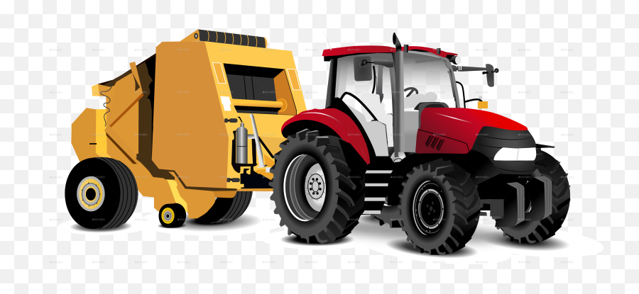 Red And Yellow Vector Tractor - Synthetic Rubber Png,Tractor Png