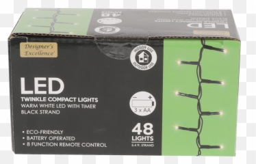 Designers Excellence 48 Led Twinkle Lights With Timerremote Battery Operated Black Wire Png