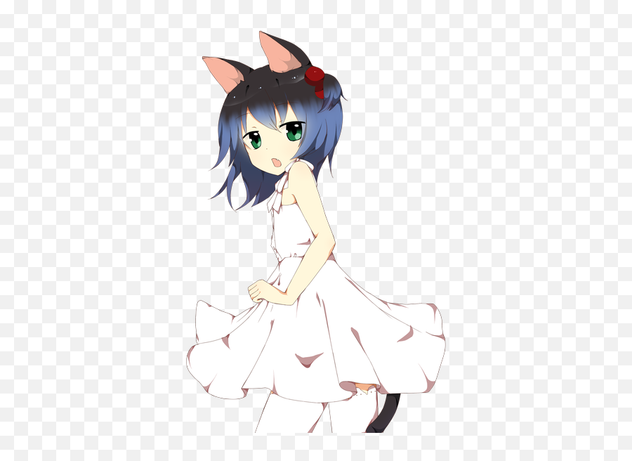 Pin - Anime Girl With Short Blue Hair And Green Eyes Png,Cat Tail Transparent