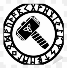 Sticker Thors Hammer Runen Kreis Triquetra Blitz - PIXERS Vinyl Decal png