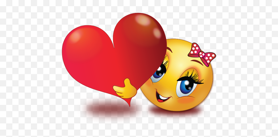 Girl With Big Heart Emoji - Transparent Big Heart Emoji Png,Facebook Heart Png