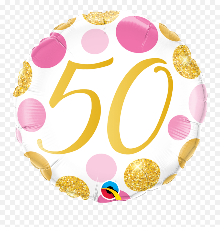 50 Pink Gold Dots Foil Balloon - Qualatex Png,Gold Dots Png