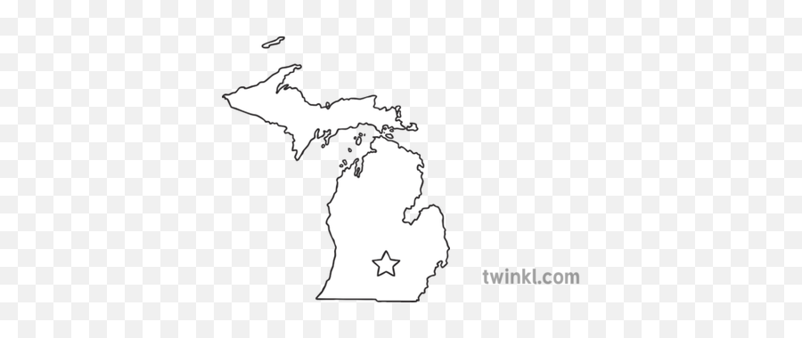 Usa State Map Lansing Capital Ks1 - White Map Of Michigan Png,Michigan Outline Png