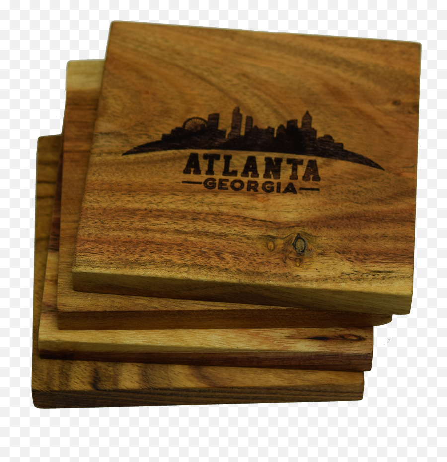 Atlanta Georgia Arched Skyline Coaster Set - Plywood Png,Atlanta Skyline Png