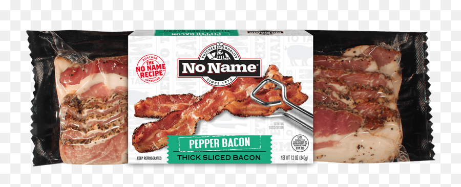 No Name Peppered Premium Thick Sliced Bacon - No Name Meats Brand Name Of Pork Png,Bacon Transparent