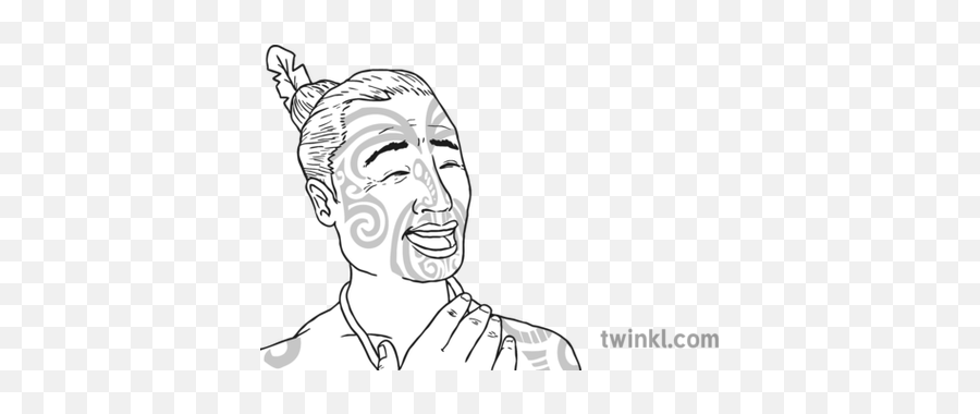 Laughing Maori Black And White Illustration - Twinkl Hair Design Png,Laughing Man Png