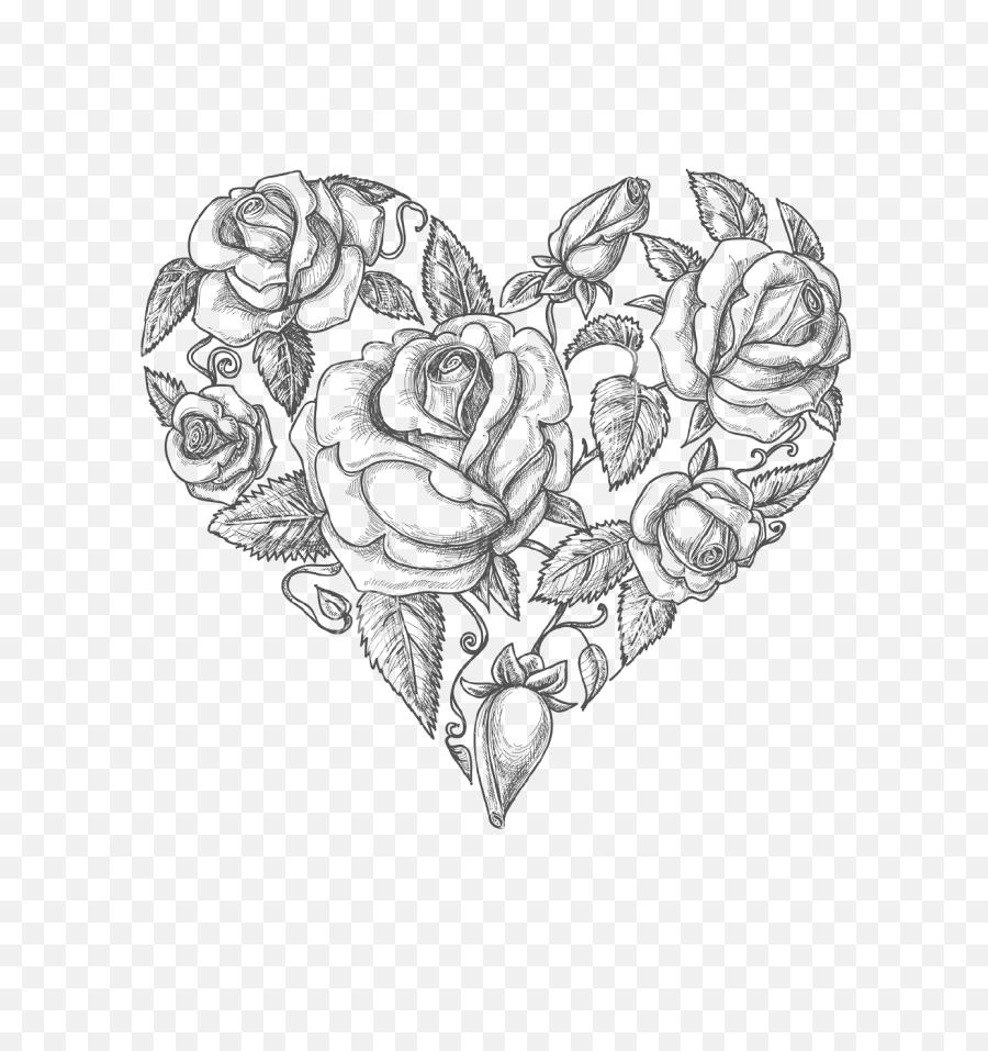 Heart Drawing Vintage Clothing Clip Art - Rose Tattoo Png Mothers Day Card Sketch,Heart Tattoo Png
