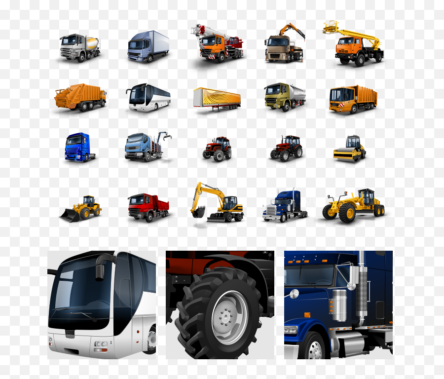 Truck Bus Tractor Icons - Commercial Vehicle Full Size Caminhao Carro E Trator Logo De Empresa Png,Tractor Icon