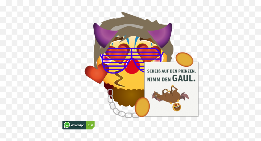 Lustiges Emoji Mit Clown - Makeup Und Kussmund Whatsapp Sim Whatsapp Png,Clown Emoji Png