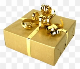10 Psd Christmas Present Images - Gold Wrapped Golden Gifts Box Png