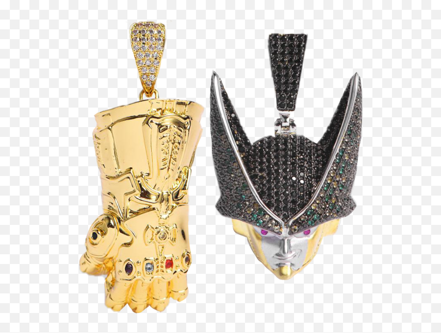Gold And Black Ice Dbz Cell Pendants - Cell White Gold Chain Png,Thanos Glove Png