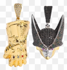 Gold And Black Ice Dbz Cell Pendants - Cell White Gold Chain Png,Thanos Glove Png