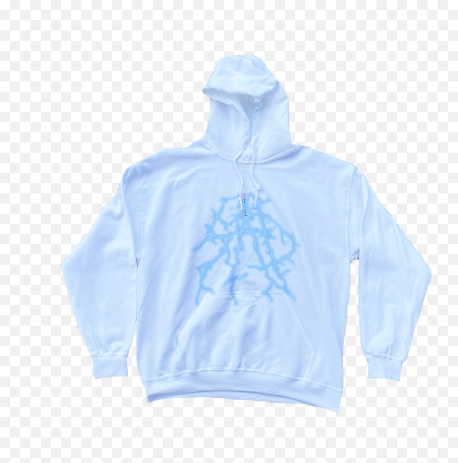 Blue Lightning Hoodie White - Long Sleeve Png,White Hoodie Png