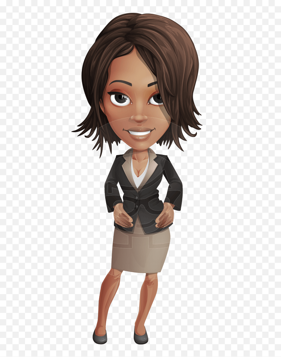 African American Female With Black Coat - Black Woman Cartoon Png,Cartoon Woman Png