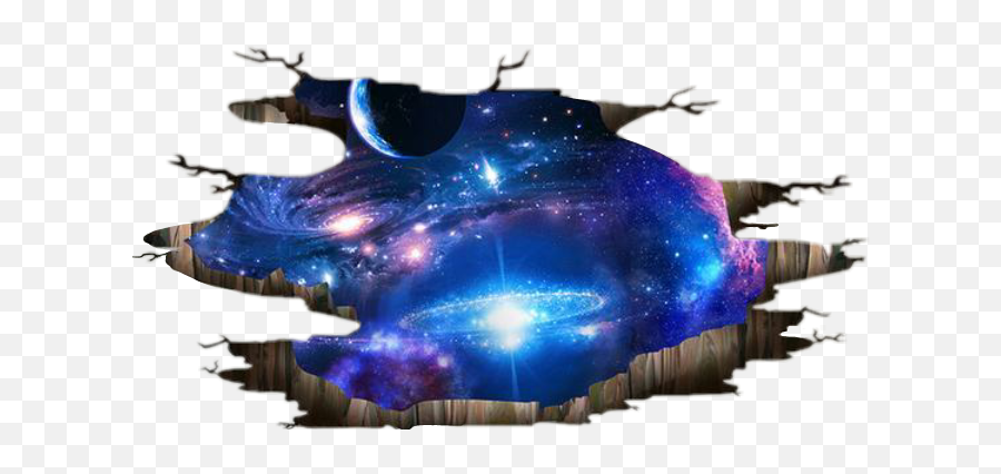 Galaxy Space Hole Wall Wood Ftestickers - Galaxy Wall Stickers Png,Broken Wall Png