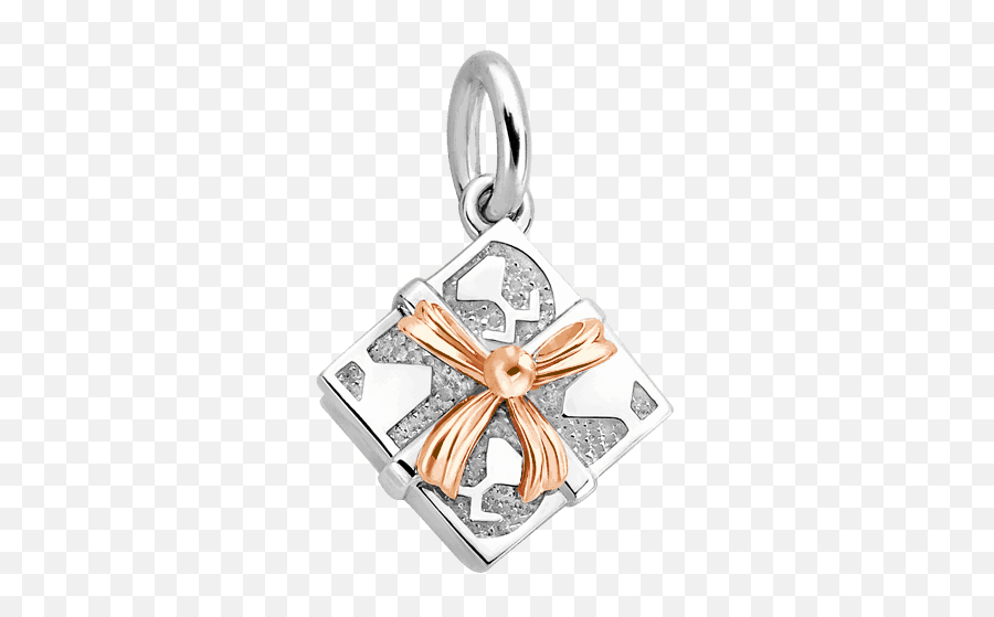 Silver 14k Gold Square Gift Box Charm - Locket Png,Gold Square Png