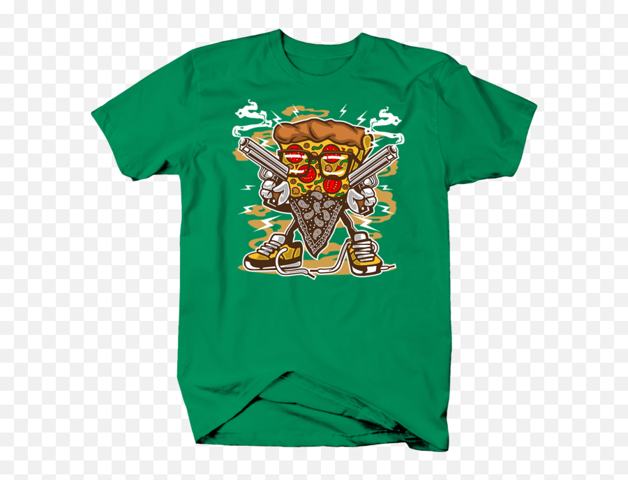 Pizza Character As Street Food Thug Life With Pistols Tshirt - Gangster Pizza Png,Thug Life Hat Png