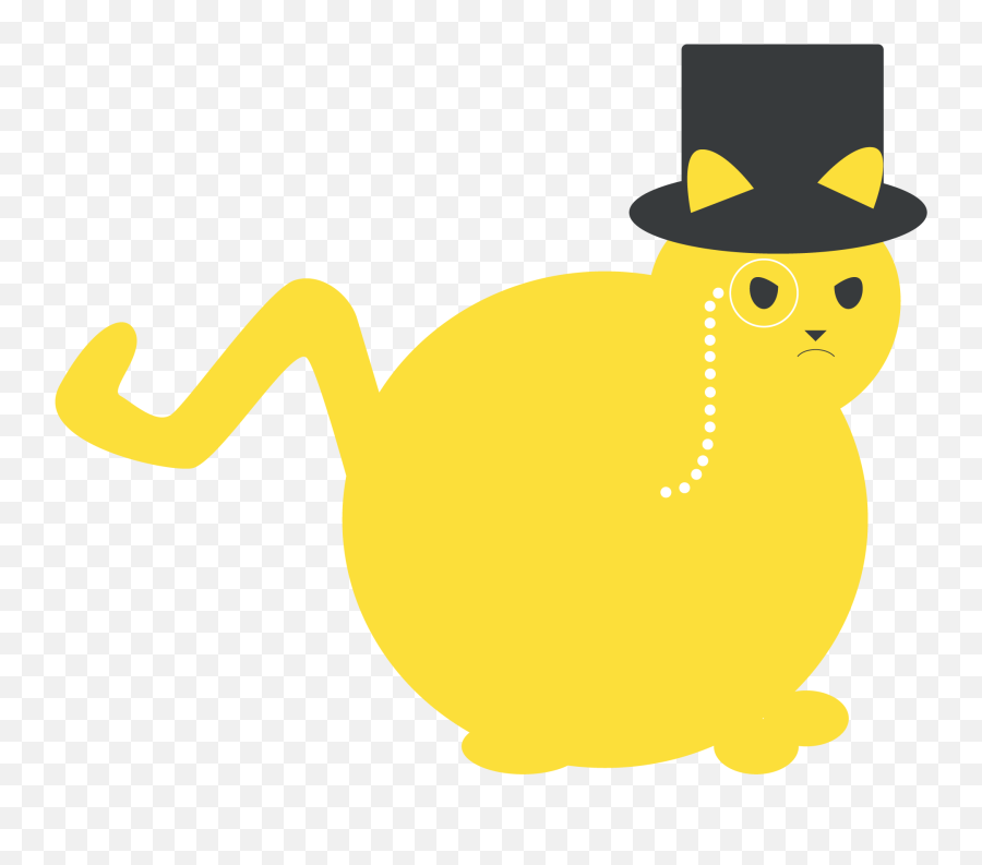 Yellow Fat Cat Clipart - Fat Cat With A Hat Clipart Png,Cat Clipart Png
