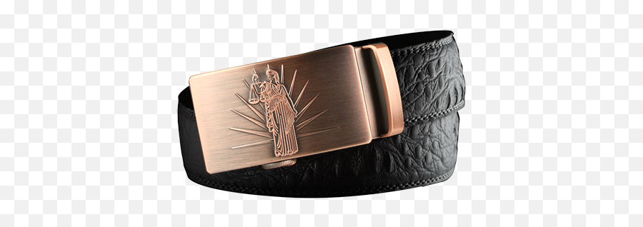 Lady Justice In Bronze Black Gator Pa Belt - Solid Png,Lady Justice Png