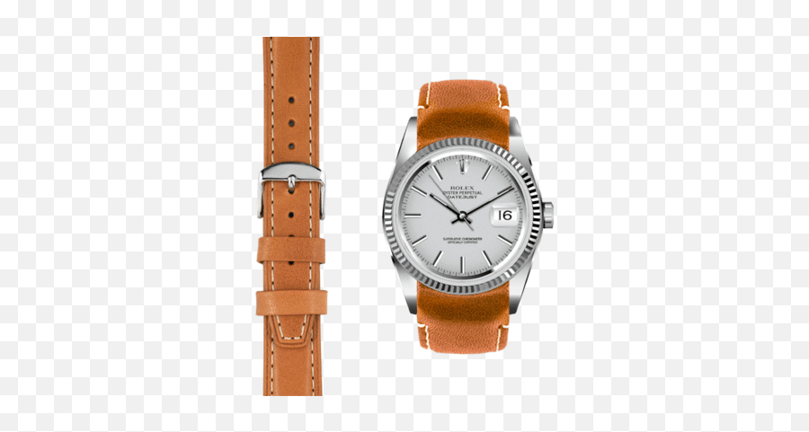 Leather Strap For Rolex Datejust Watch - Rolex Datejust Brown Leather Strap Png,Hex Icon Watch Band