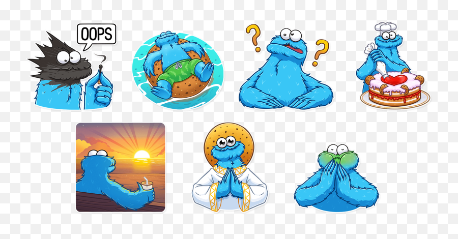 Cookie Monster Telegram Stickers U2014 2019 - Fictional Character Png,Cookie Monster Icon