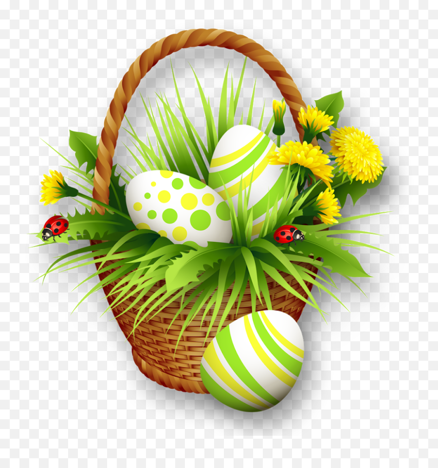 Easter Basket Bunny Png Clipart - Easter Eggs Basket Transparent Background,Easter Lily Png