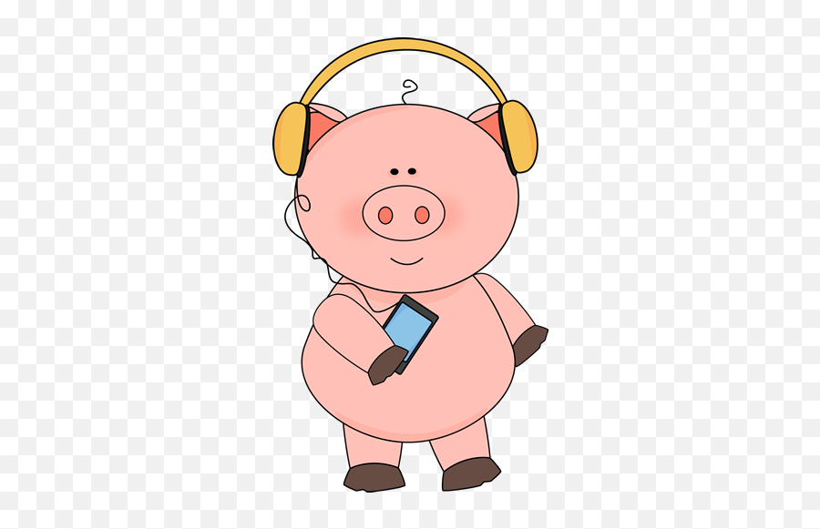 Pig Listening To Music Clip Art - Pig Listening To Music Image Pig Listening To Music Png,Music Clipart Transparent