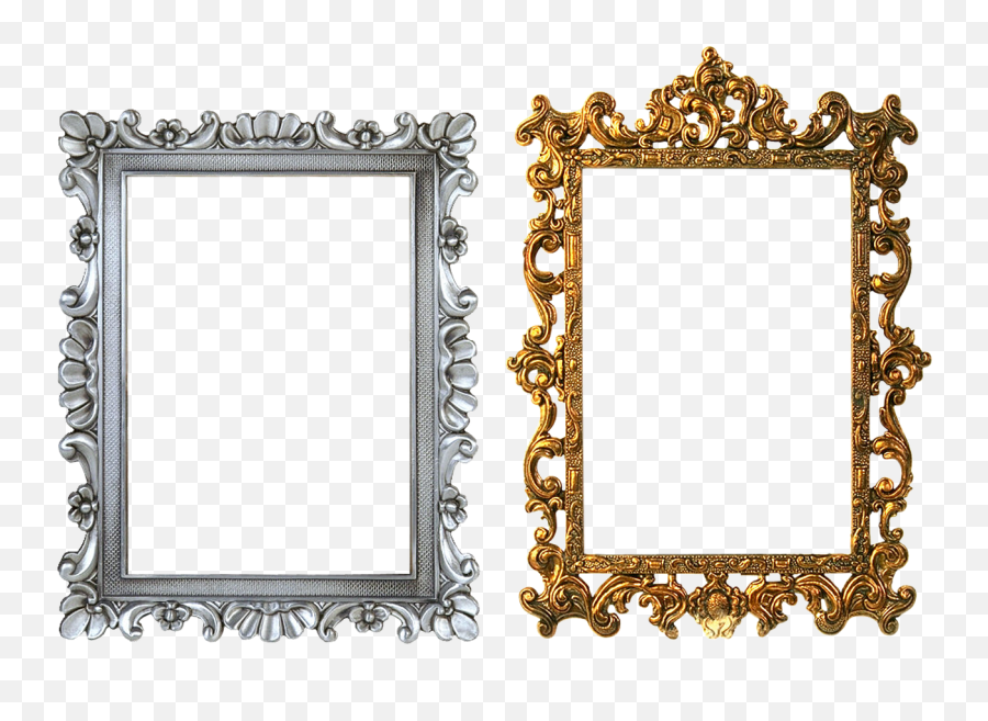 Carved Gold Silver Frame Png Image - Frame Design Png,Silver Frame Png