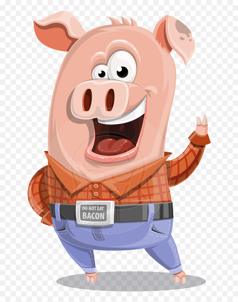 Farm Pig Cartoon Vector Character Aka Pigasso - Pig Cartoon Characters Png,Cartoon Pig Png
