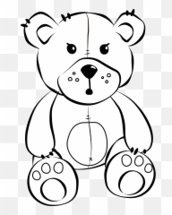 Free Bear Png Black And White - Black And White Teddy Bear Png,Baby Bear Png