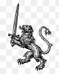 Lion With Sword Black White Line Art Tatoo Tattoo Svg - Rampant png