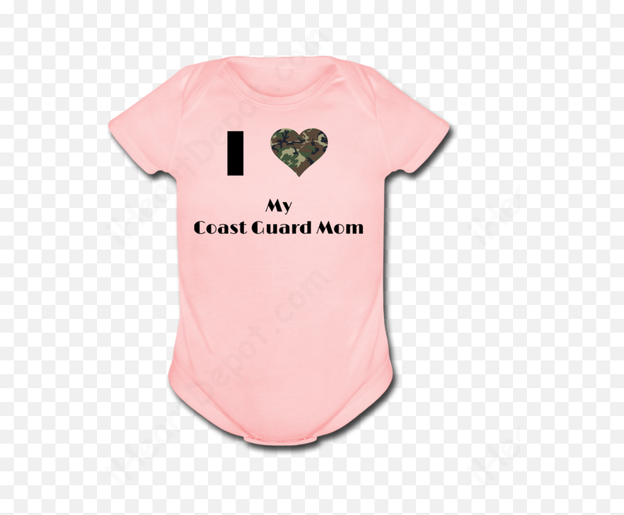 I Love My Coast Guard Mom Heart Camouflage Baby Short Sleeve Onesie - Short Sleeve Png,Light Pink Heart Png
