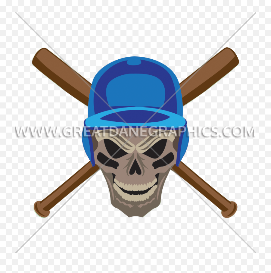 Baseball Skull With Bats Production Ready Artwork For T - Composite Baseball Bat Png,Baseball Bat Png
