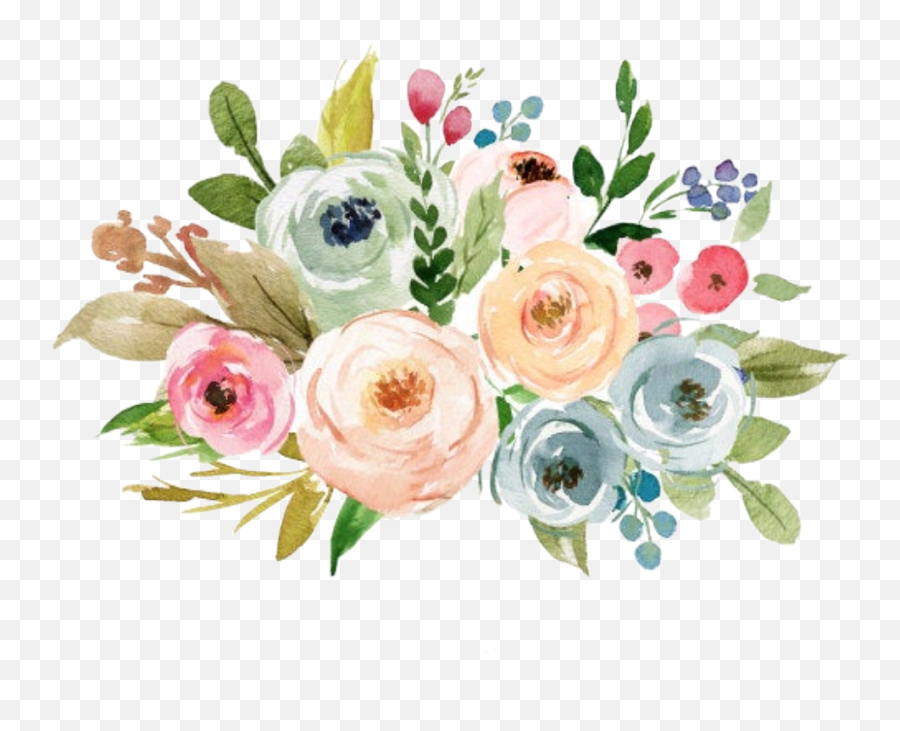 Watercolor Bouquet Flowers Sticker By Stephanie - Mason Jar Flowers Watercolor Png,Bunch Of Flowers Png