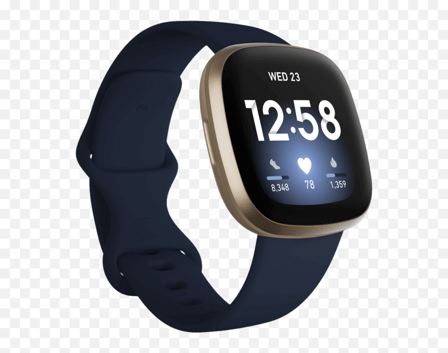 Fitbit Versa 3 Smartwatch Custom Logo - Fitbit Versa 3 Midnight Soft Gold Png,Footjoy Icon White Pebble