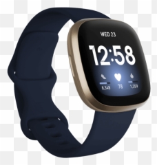Fitbit Versa 3 Smartwatch Custom Logo - Fitbit Versa 3 Midnight Soft Gold Png,Footjoy Icon White Pebble
