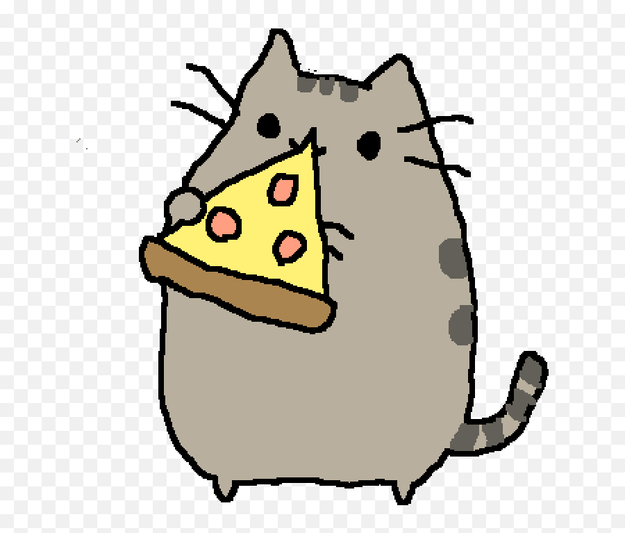 Pusheen Pizza Png Clip Black And White Stock - Cat Eating Transparent Pusheen Eating Pizza,Pizza Png