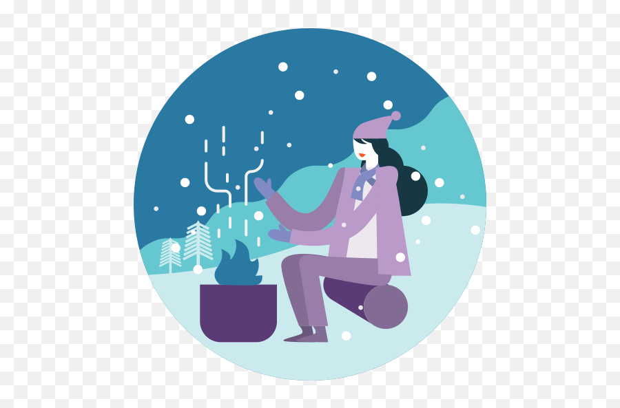 Activity Camping Cold Fire Forest Warm Winter Free - Cold People Icon Png,Blue Fire Icon