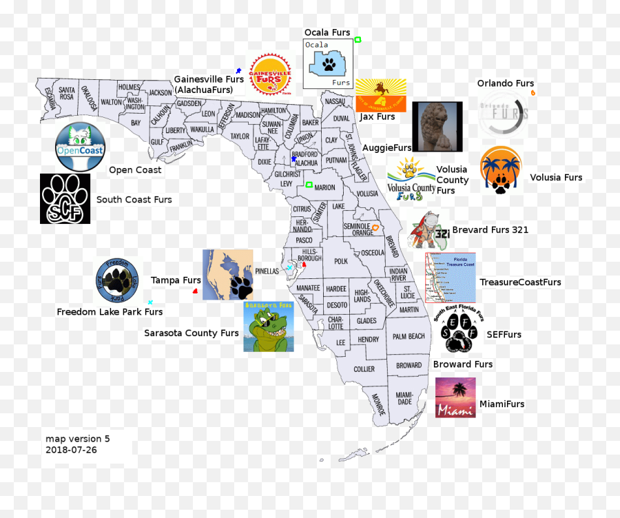 Florida Furry Map Version 5 By Floridafurries - Fur Map Png,Florida Map Png