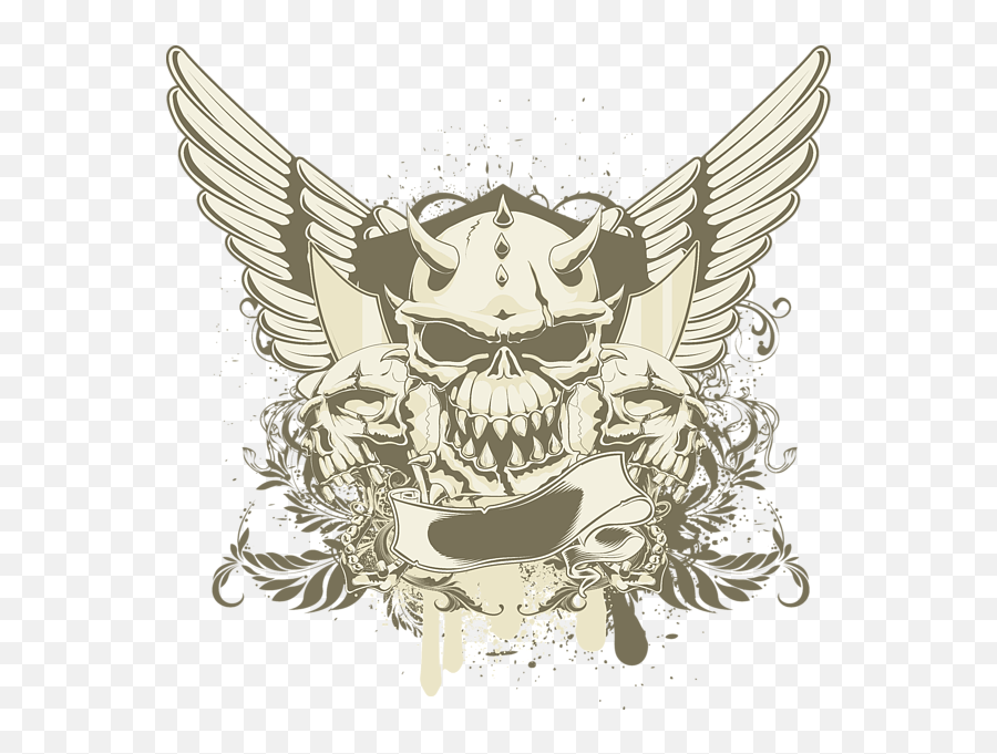 Skull Demon With Wings T - Shirt Png,Demon Wings Png