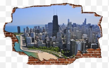 Breaking Wall Chicago Skyline Color - png