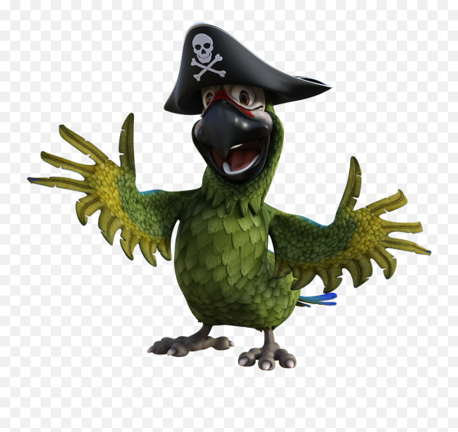 Parrot Pirate Hat - Cartoon Parrots Pirates Png,Pirate Parrot Png