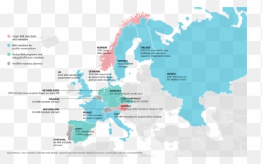 The Different Phases Of Bim Adoption In Europe - Magicad Most Common Second Language In Europe Png,Europe Map Png