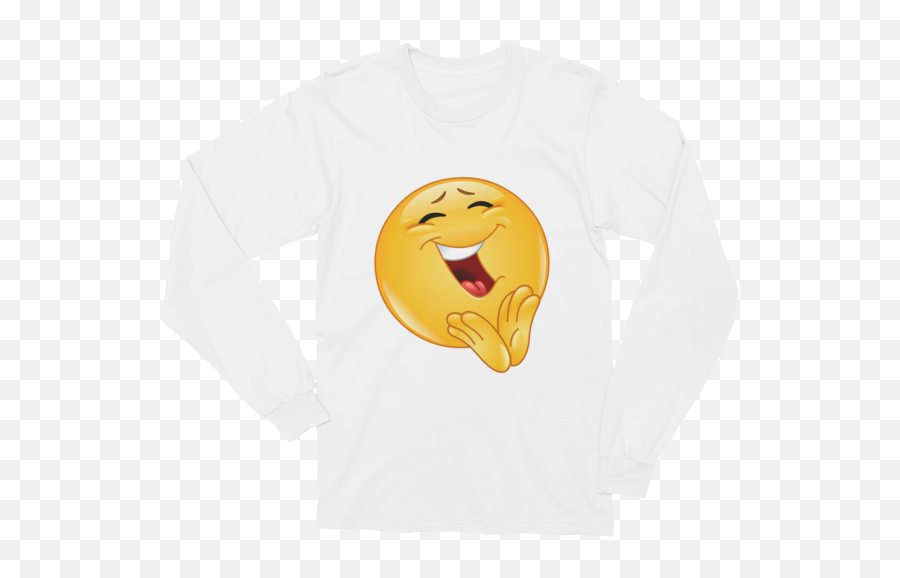 Unisex Clapping Cheerful Emoji Long Sleeve T - Shirt Smiley Png,Clapping Emoji Png