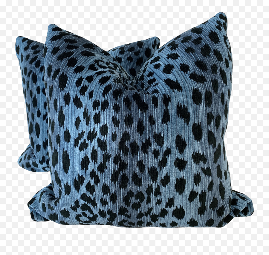 Leopard Print Chenille In Blueblack 22u201d Pillows - A Pair Black Chenille Leopard Fabric Png,Leopard Print Png