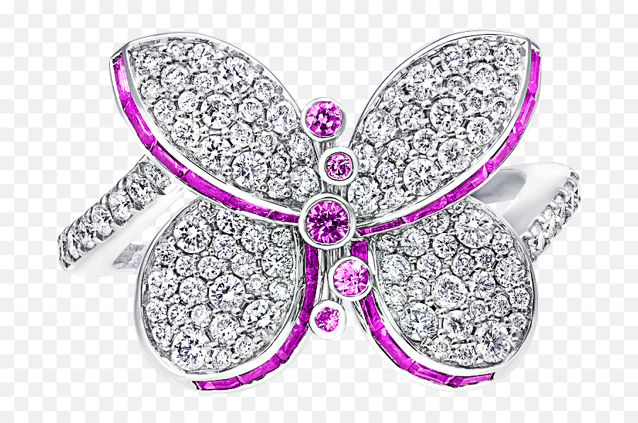 Pink Purple Sapphire Diamond Ring - Butterfly Png,Purple Diamond Png