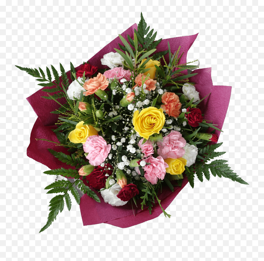 Yellow Rose Pink Red Carnation Gyp Bouquet - Bouquet Full Bouquet Png,Yellow Roses Png